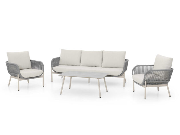 Hliníkový set Florenz – Biela elegancia a lanový výplet