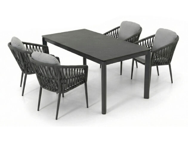 Hliníkový set Lyon Antracit – Bistro štýl a keramický stôl