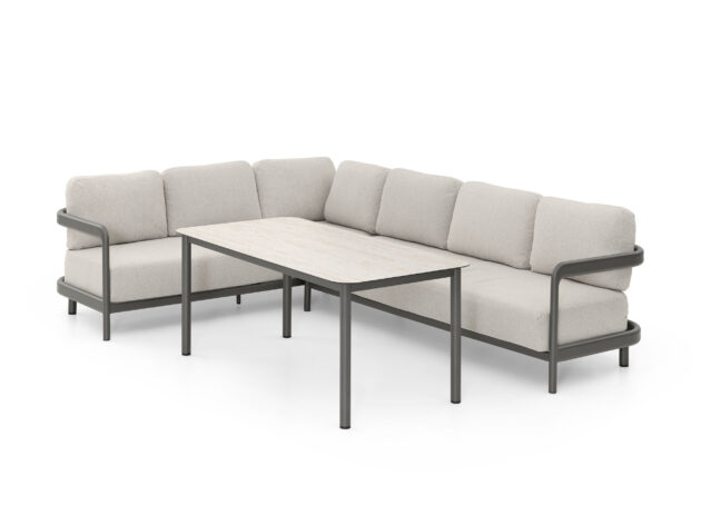 Hliníkový rohový set Boston Mokka – Moderné "L" pre celú rodinu