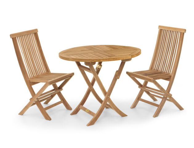 Teakový set Stuttgart Ø 100 cm – Stôl s extra priestorom