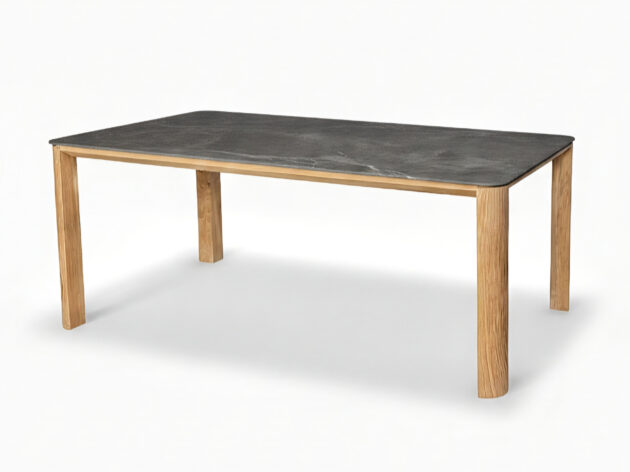 Stôl z recyklovaného teaku s keramickou doskou Trondheim čierny